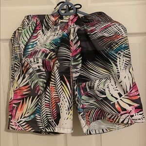 Hollister Tropical Leaf Print Swim trunks